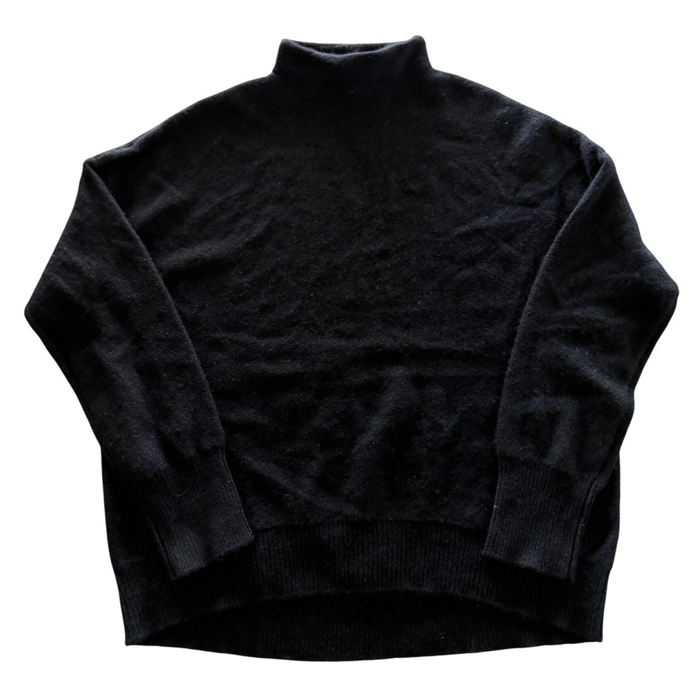 Saks Fifth Avenue Black 100% Cashmere Mock Neck Sweater Womens Large
